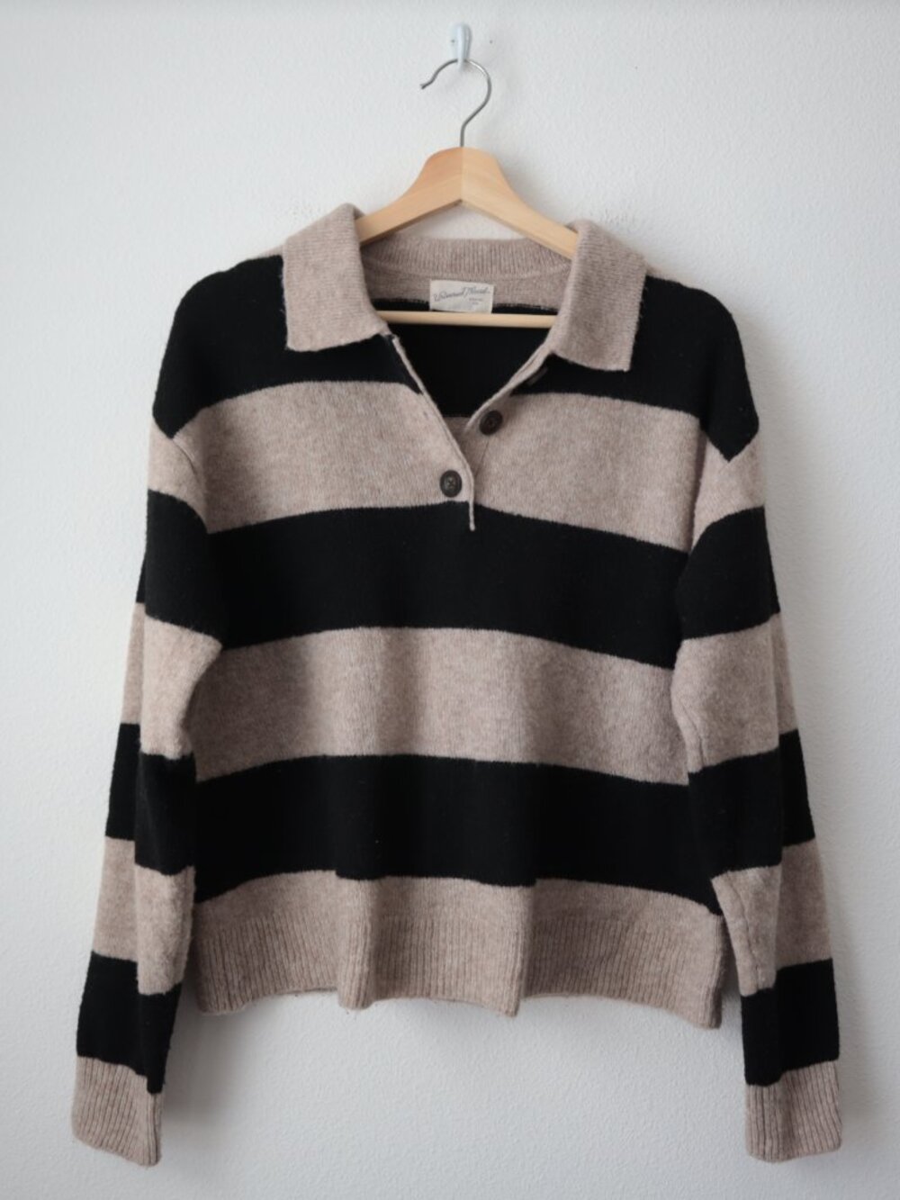 Universal Thread Collared 1/4 Button Striped Rugby Sweater | M - Picture 2 of 7
